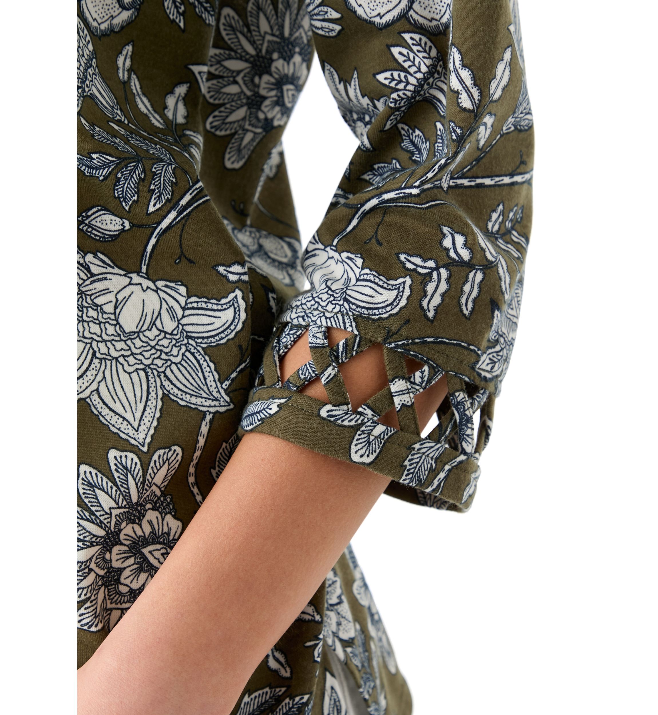 Petite Lattice Cuff Printed T-Shirt 