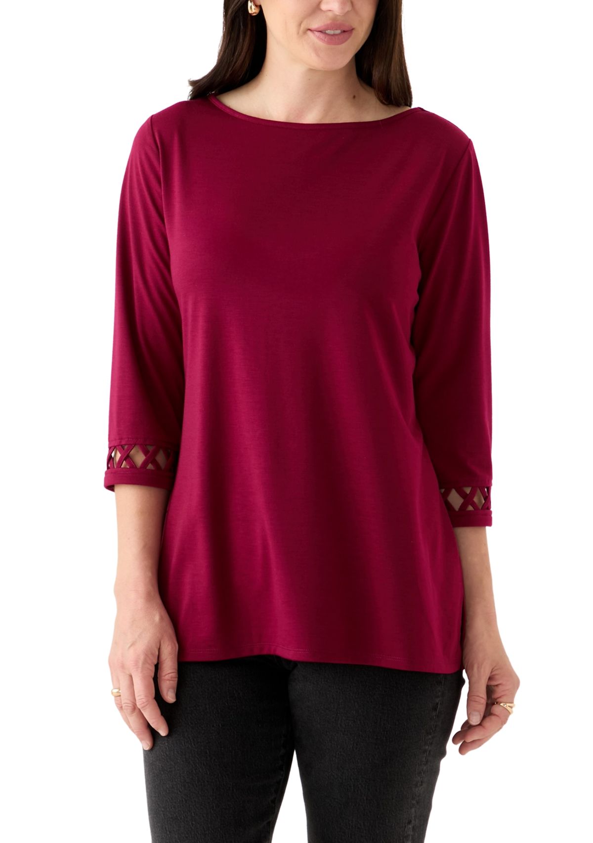  Womens Lattice Cuff T-Shirt 