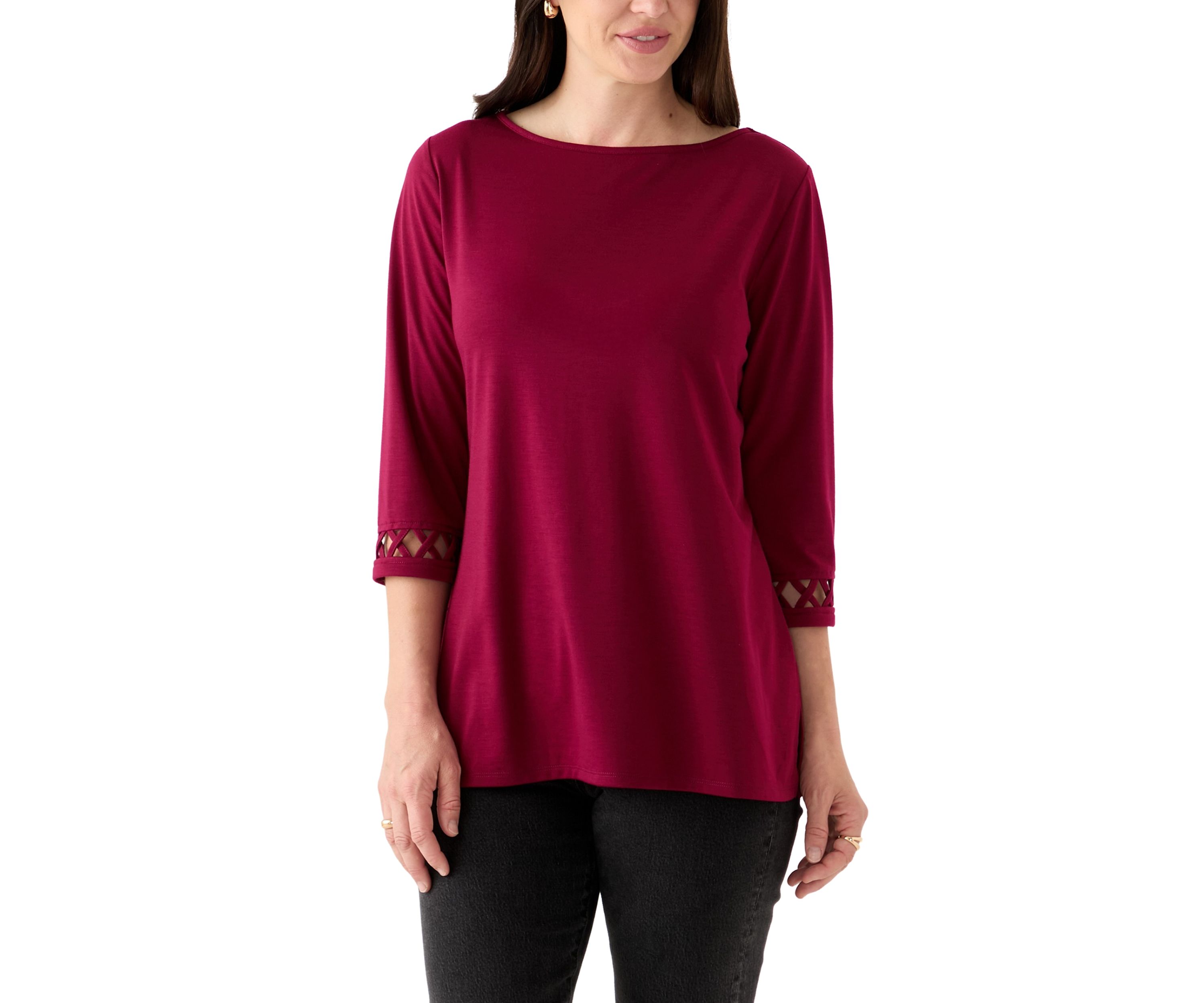  Womens Lattice Cuff T-Shirt 