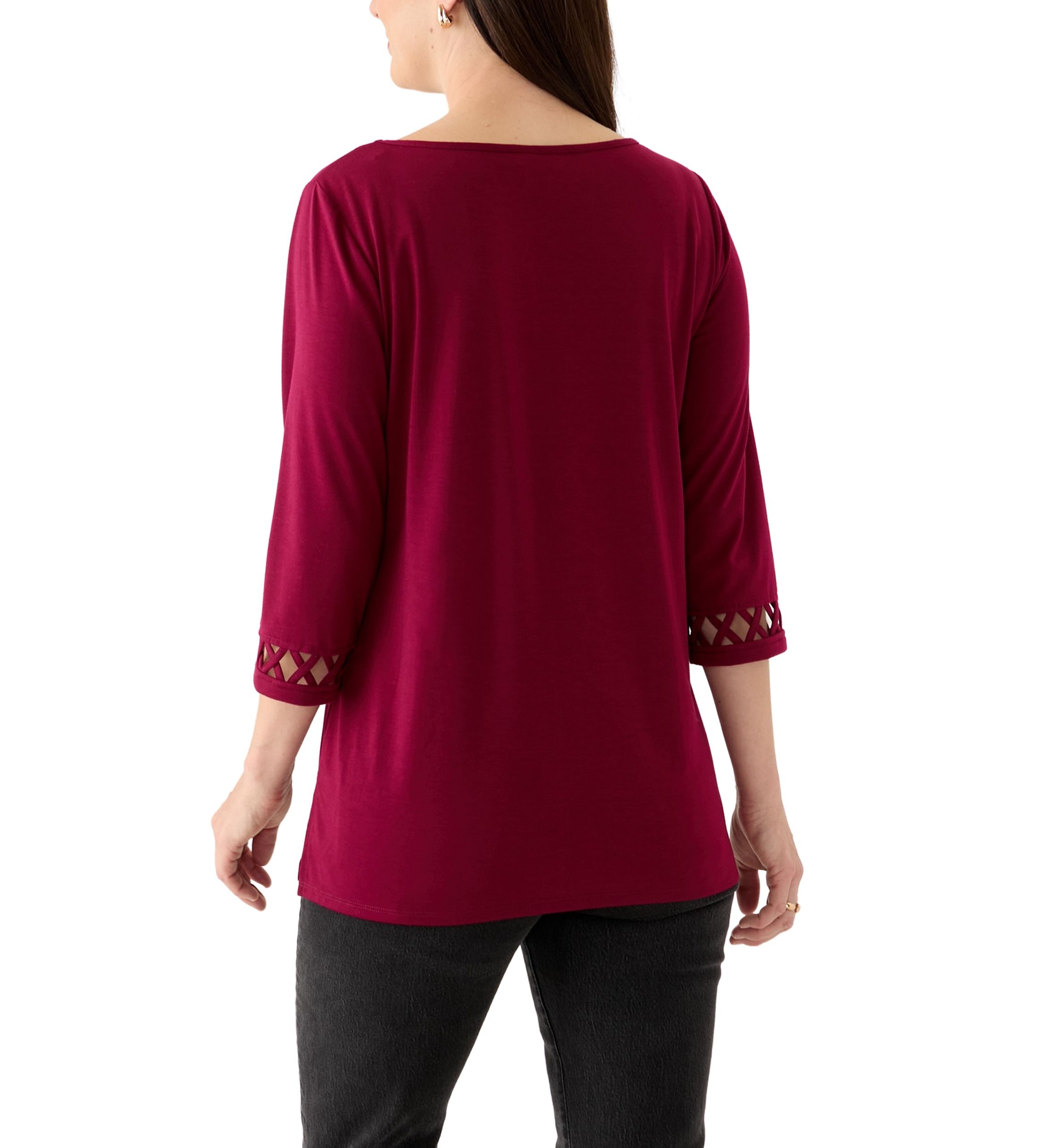  Womens Lattice Cuff T-Shirt 