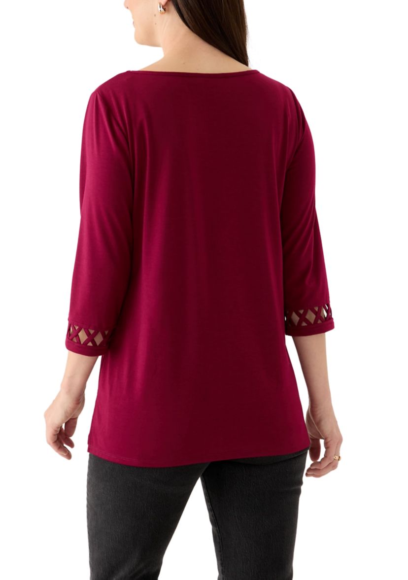  Womens Lattice Cuff T-Shirt 