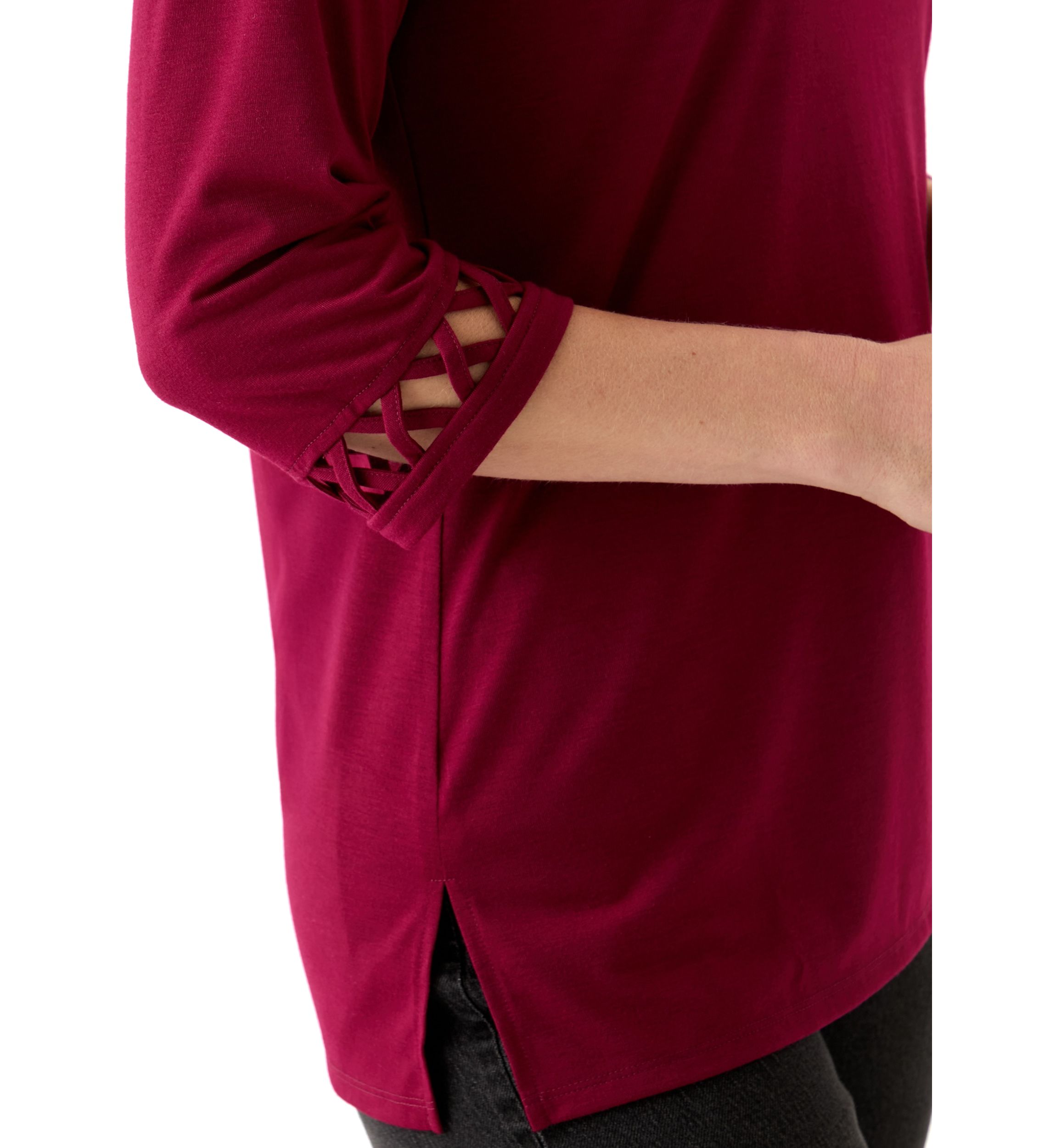  Womens Lattice Cuff T-Shirt 