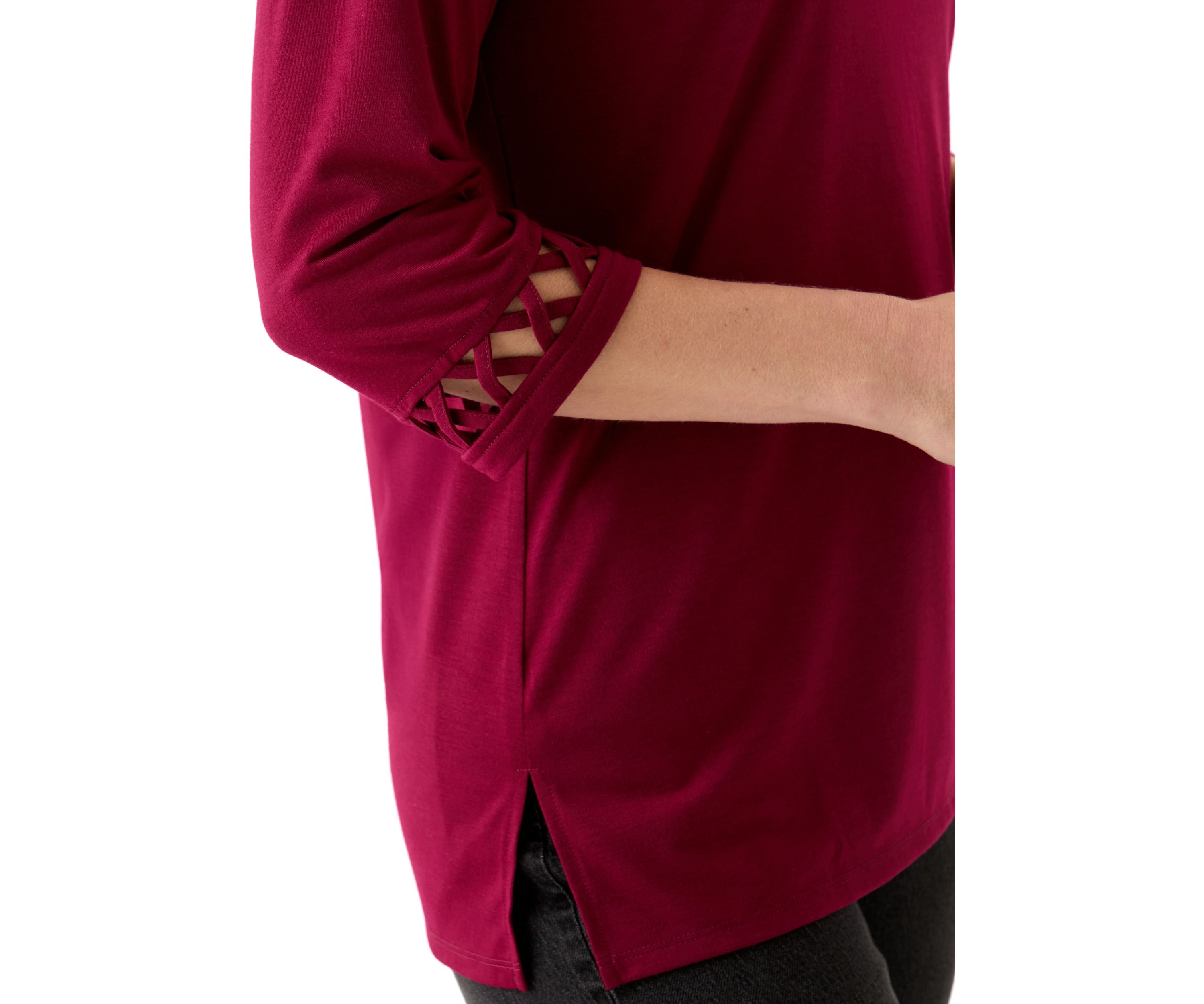  Womens Lattice Cuff T-Shirt 