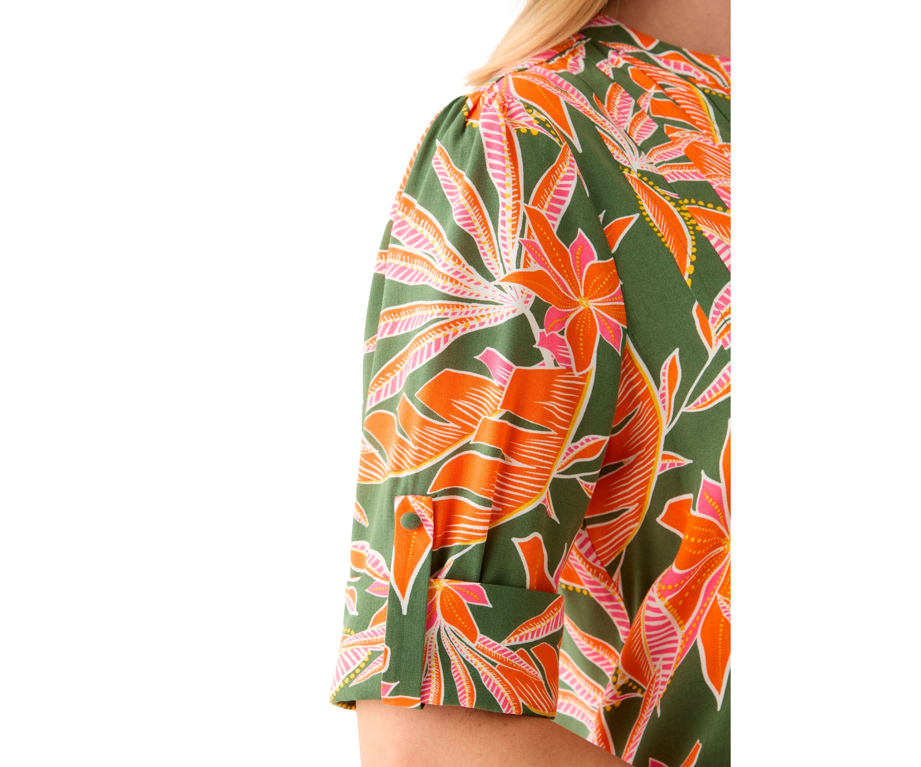 Petite Elbow Sleeve Woven Henley Dress