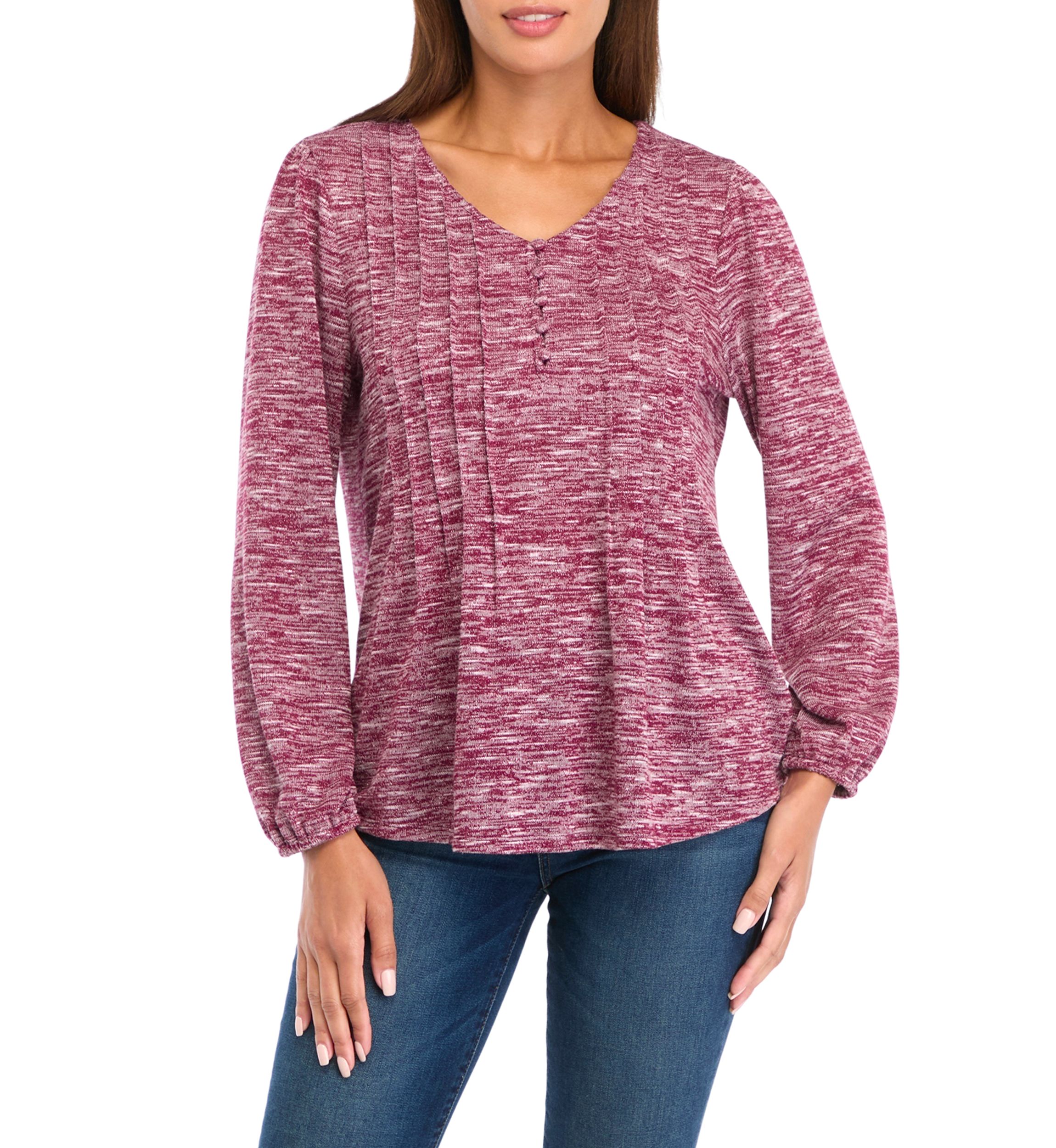 Petite V-Neck Henley Shirt 