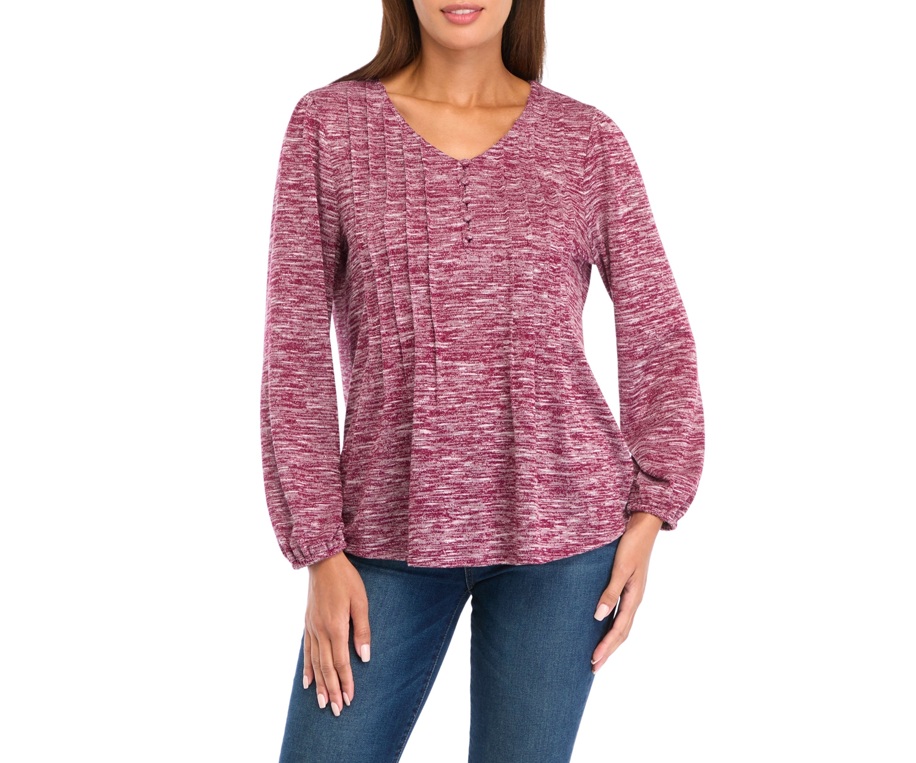 Petite V-Neck Henley Shirt 