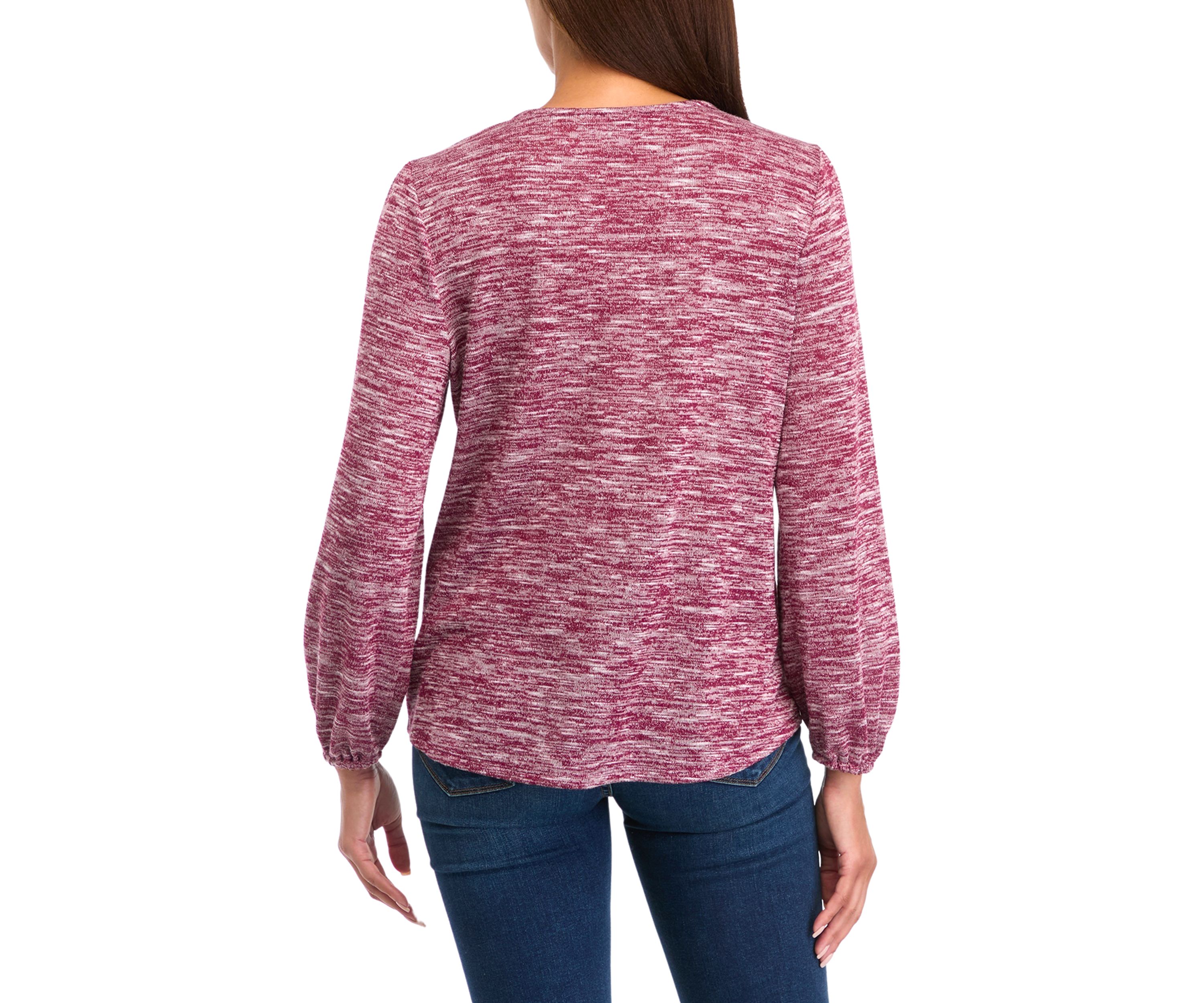 Petite V-Neck Henley Shirt 