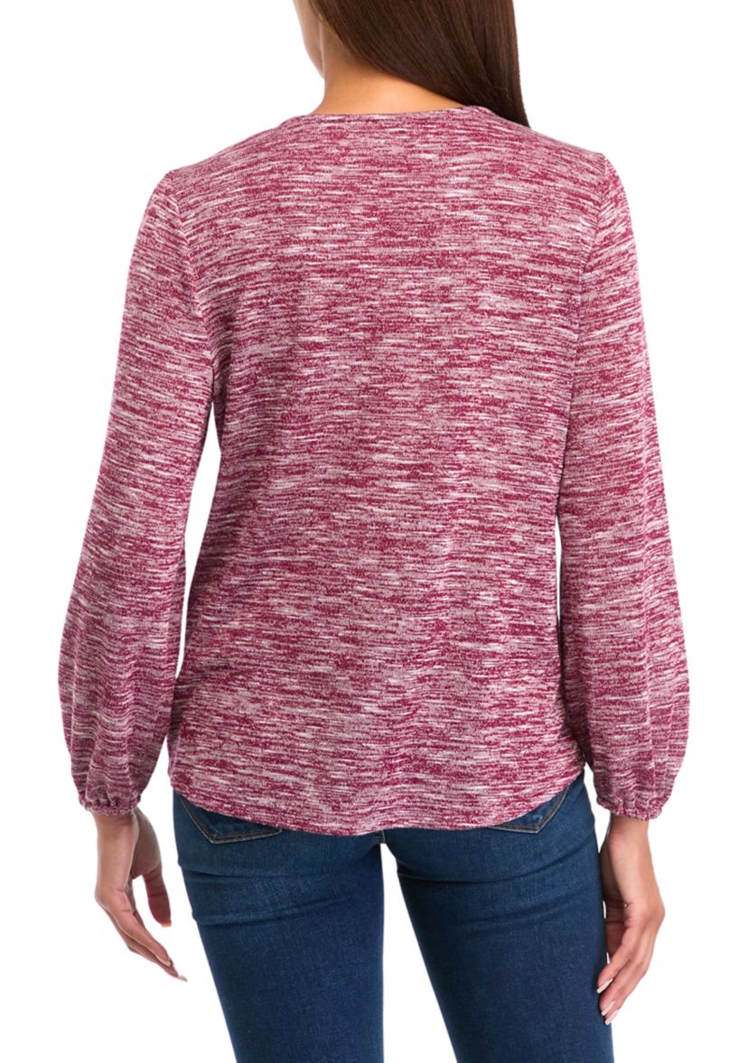 Petite V-Neck Henley Shirt 