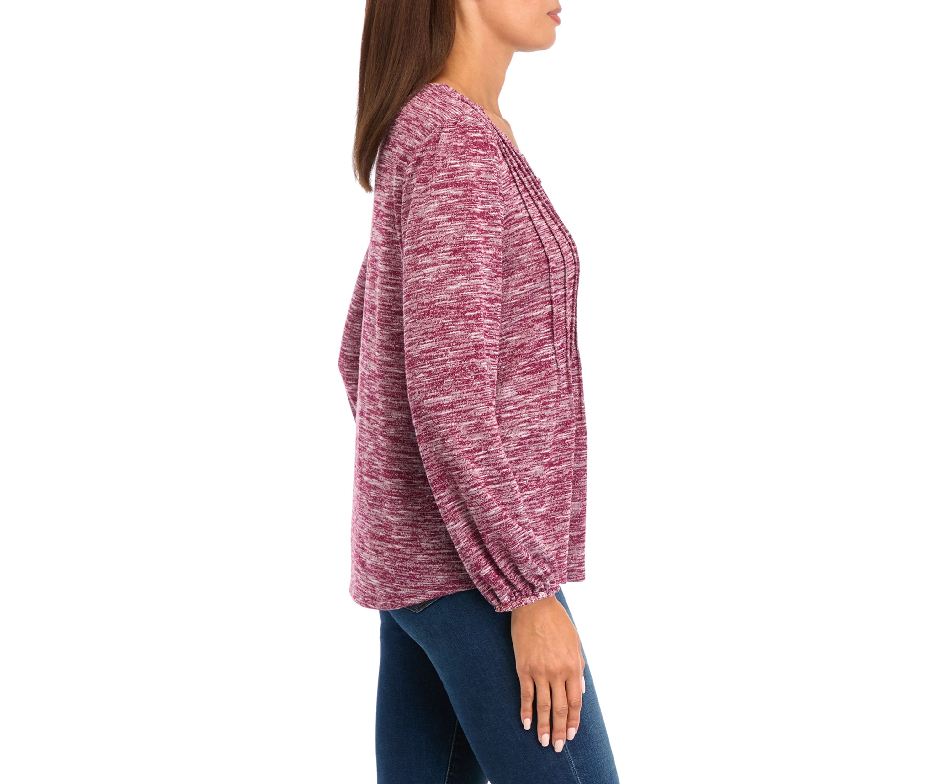 Petite V-Neck Henley Shirt 