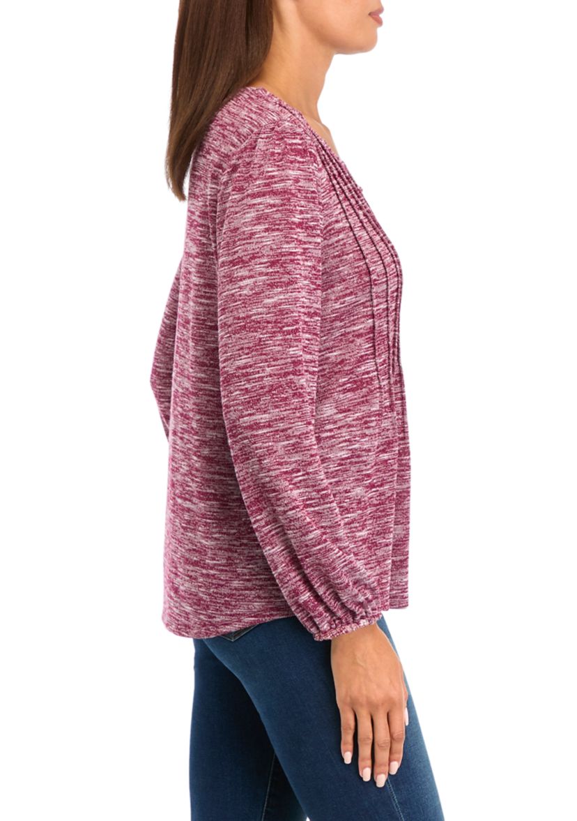 Petite V-Neck Henley Shirt 