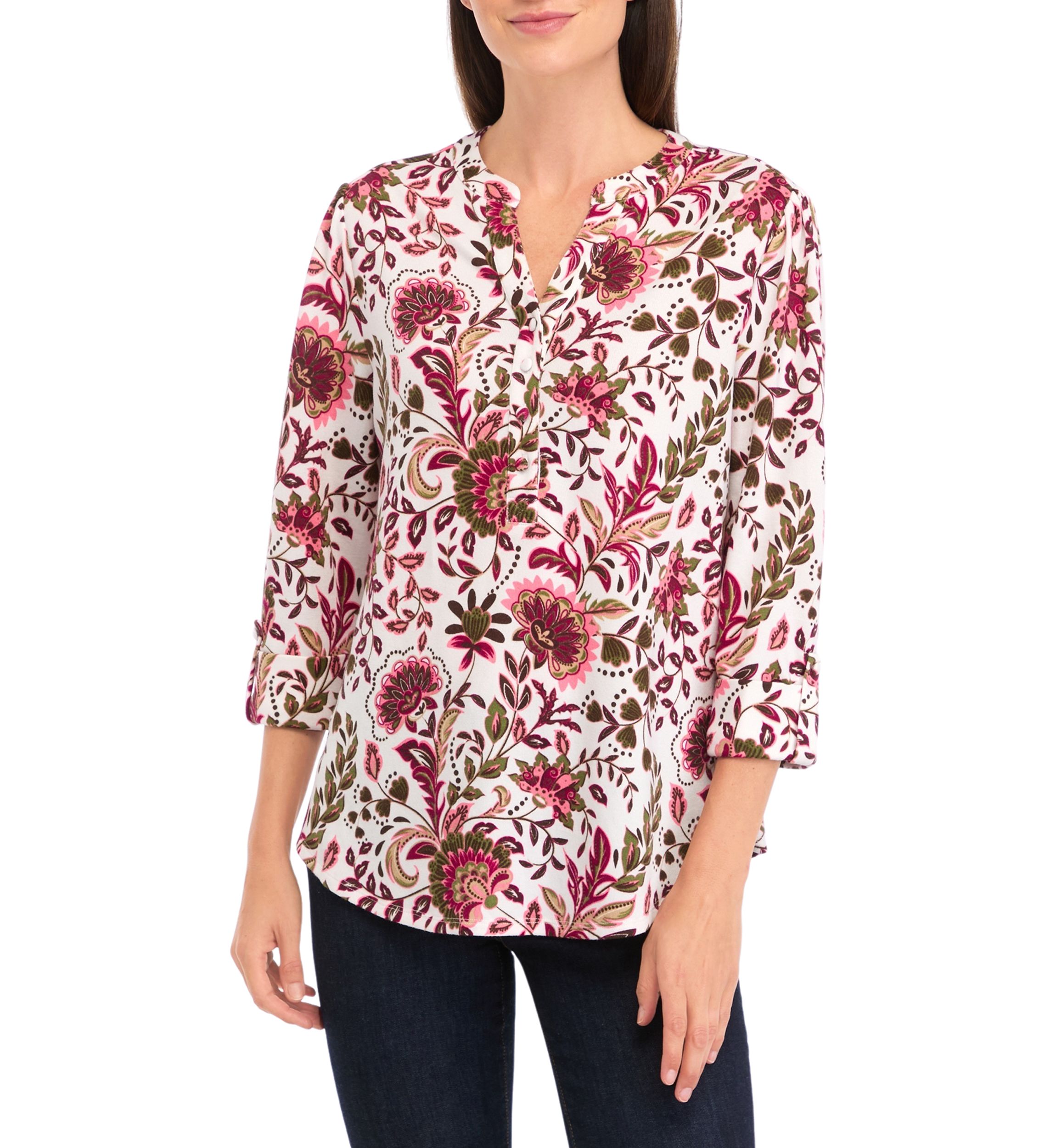 Petite Knit Henley Shirt 