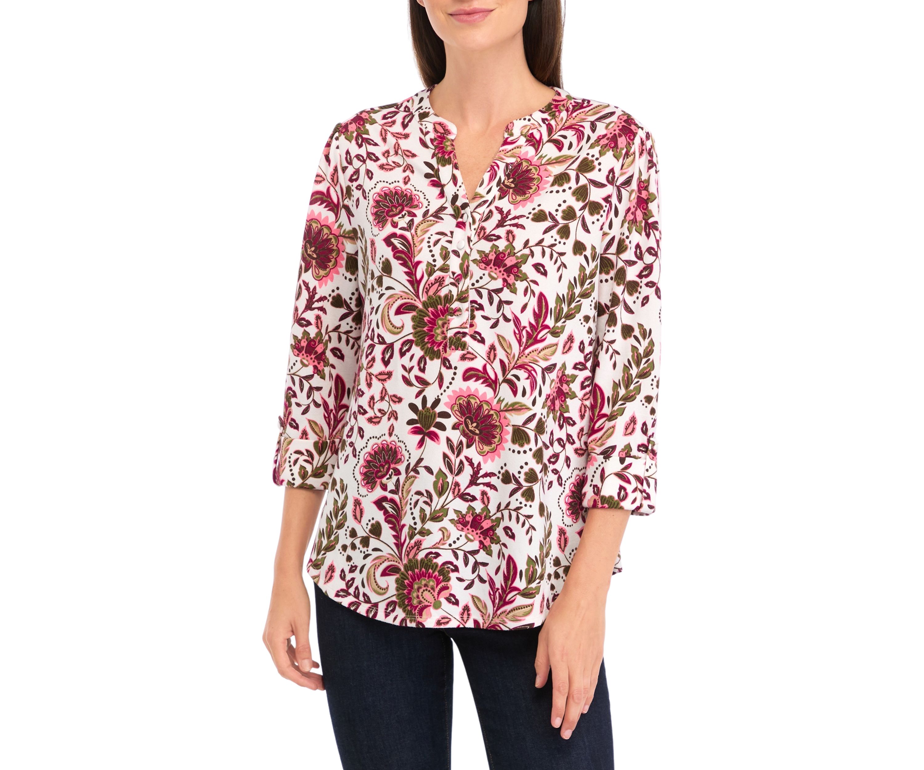 Petite Knit Henley Shirt 