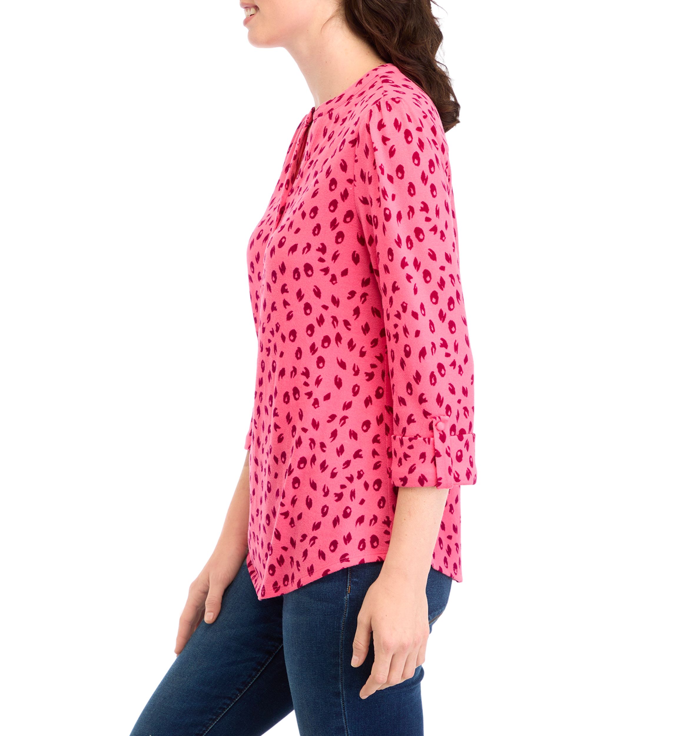 Petite Printed Knit Henley Shirt 