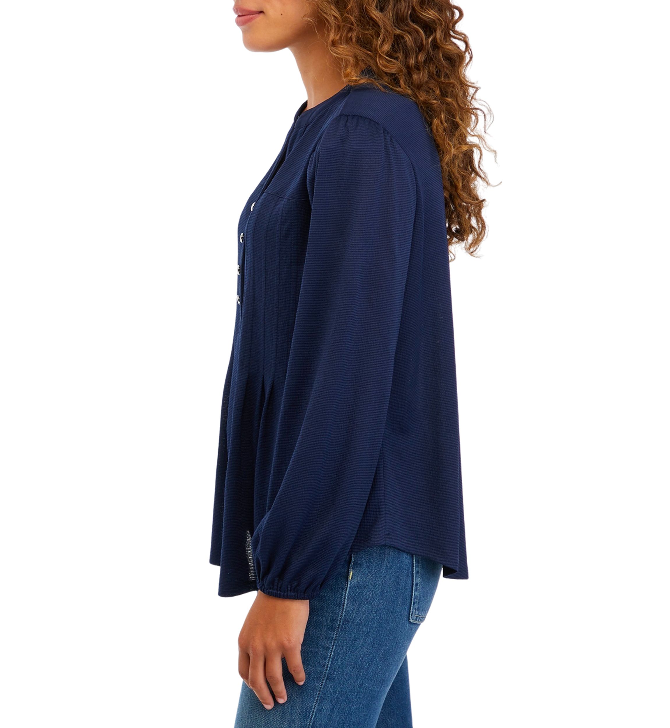 Petite Pleated Front with Yoke  3/4" Popover Sleeve Top