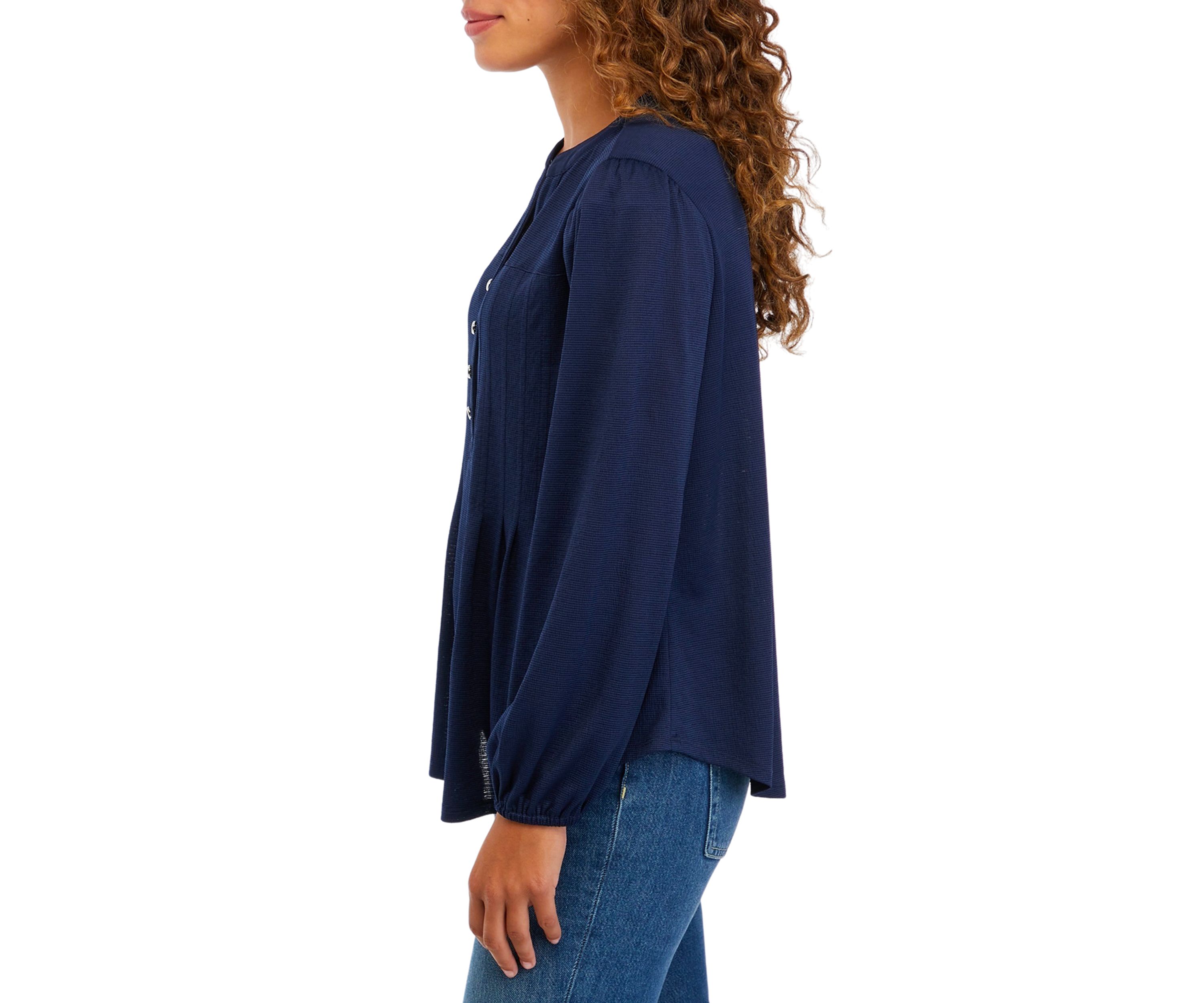 Petite Pleated Front with Yoke  3/4" Popover Sleeve Top