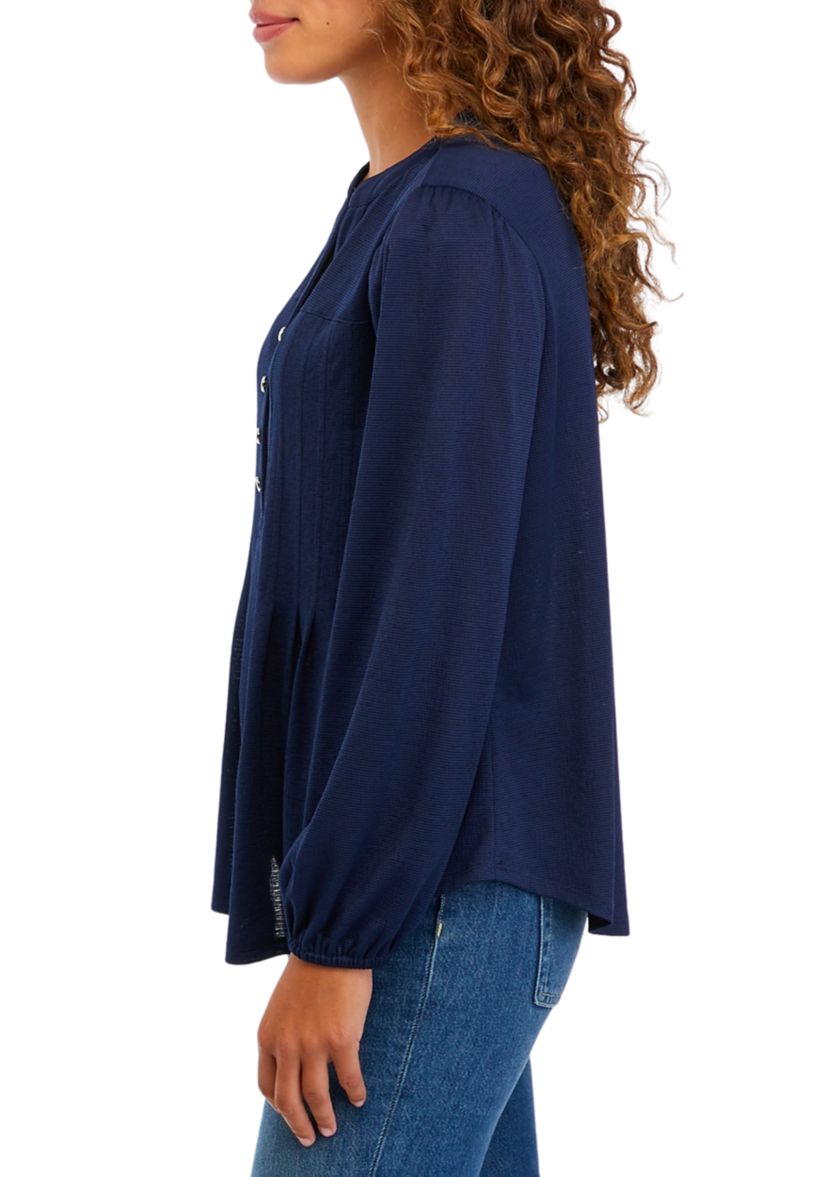 Petite Pleated Front with Yoke  3/4" Popover Sleeve Top