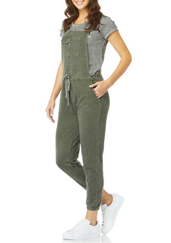 WallFlower Womens Juniors Knit French Terry Soft Overalls 