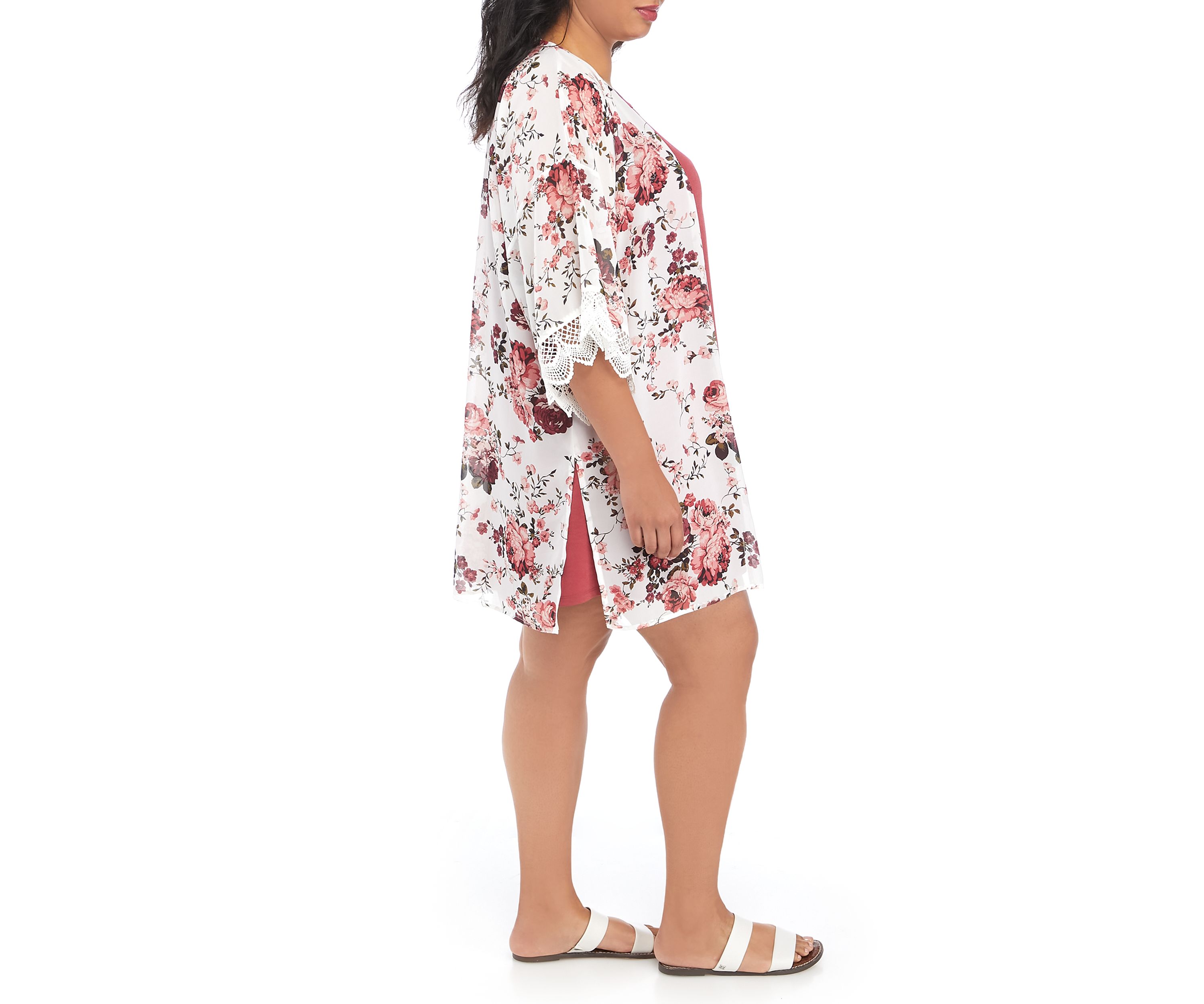 Plus Size Floral 2Fer Kimono Dress