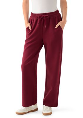 Wonderly Womenâs Pull-On Waffle Wide Leg Pants, Red, Large