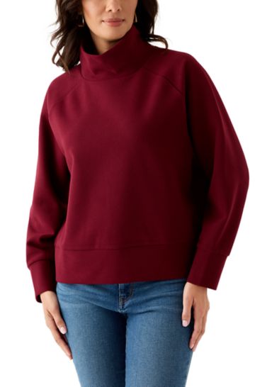 Women's Long Sleeve Waffle Knit Mock Neck Top