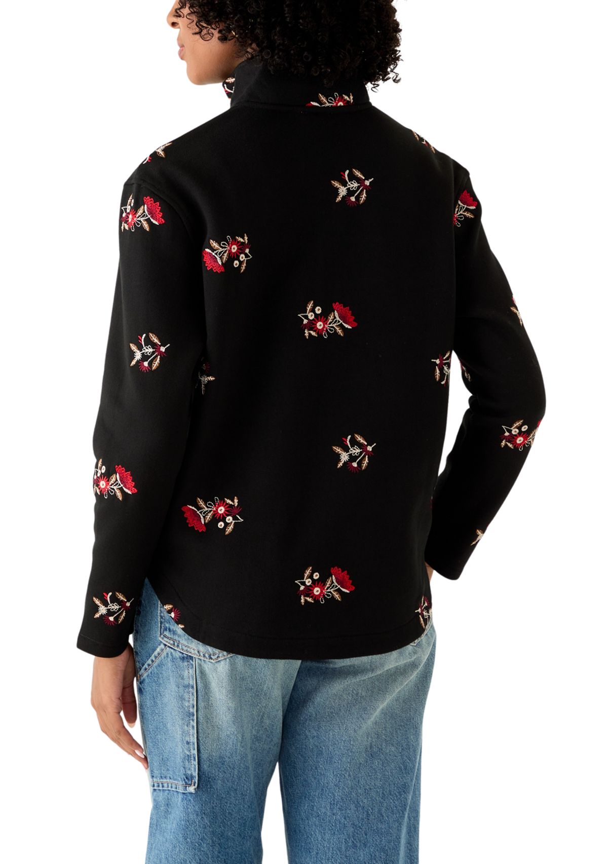 Womens Long Sleeve Quarter Zip Brushed Terry Top