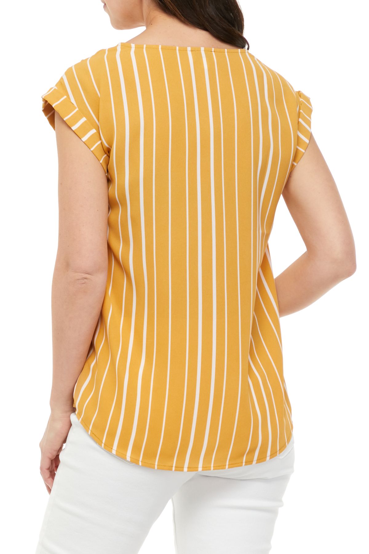 	  Short Sleeve Airflow U-Neck Woven Top 