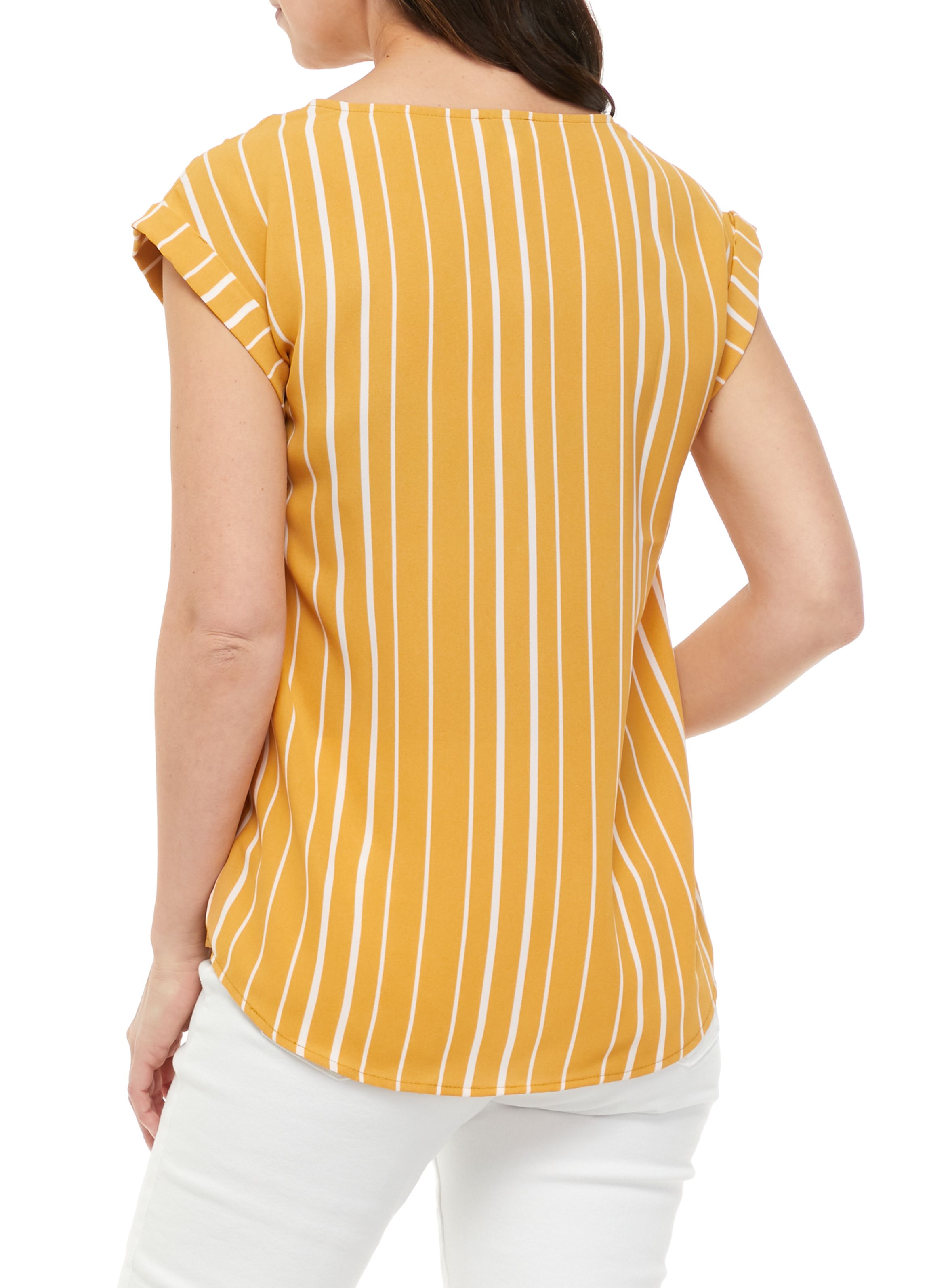 	  Short Sleeve Airflow U-Neck Woven Top 