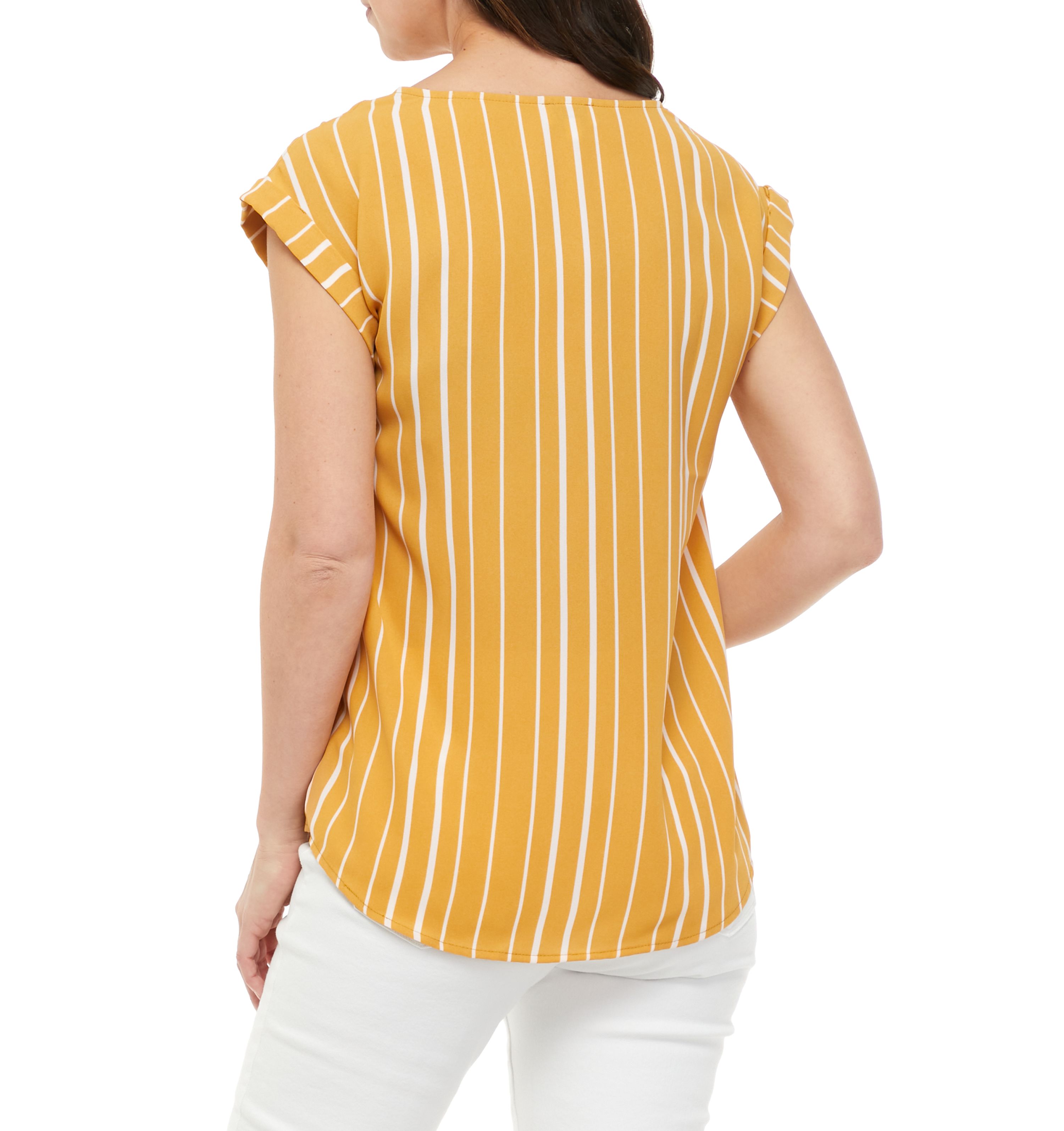 	  Short Sleeve Airflow U-Neck Woven Top 