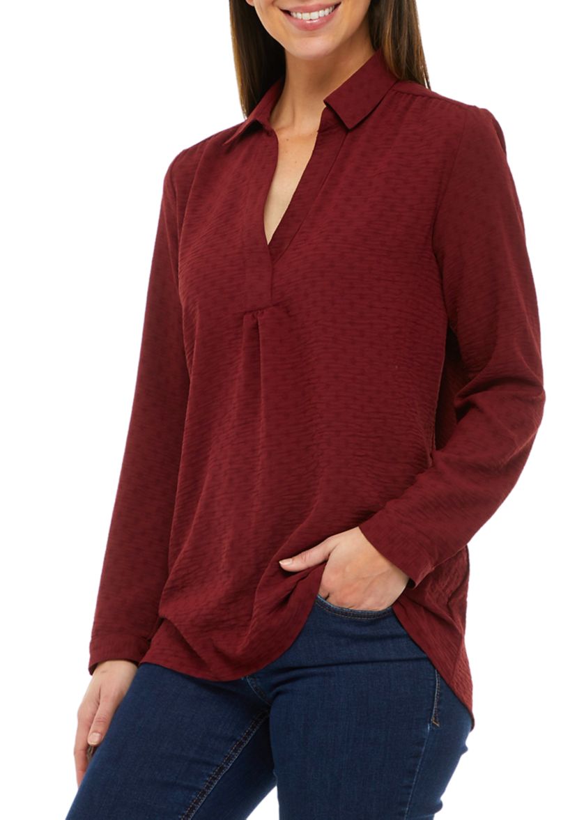 Womens Long Sleeve Popover Tunic Top