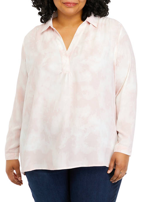 Wonderly Plus Size Long Sleeve Popover Tunic Top