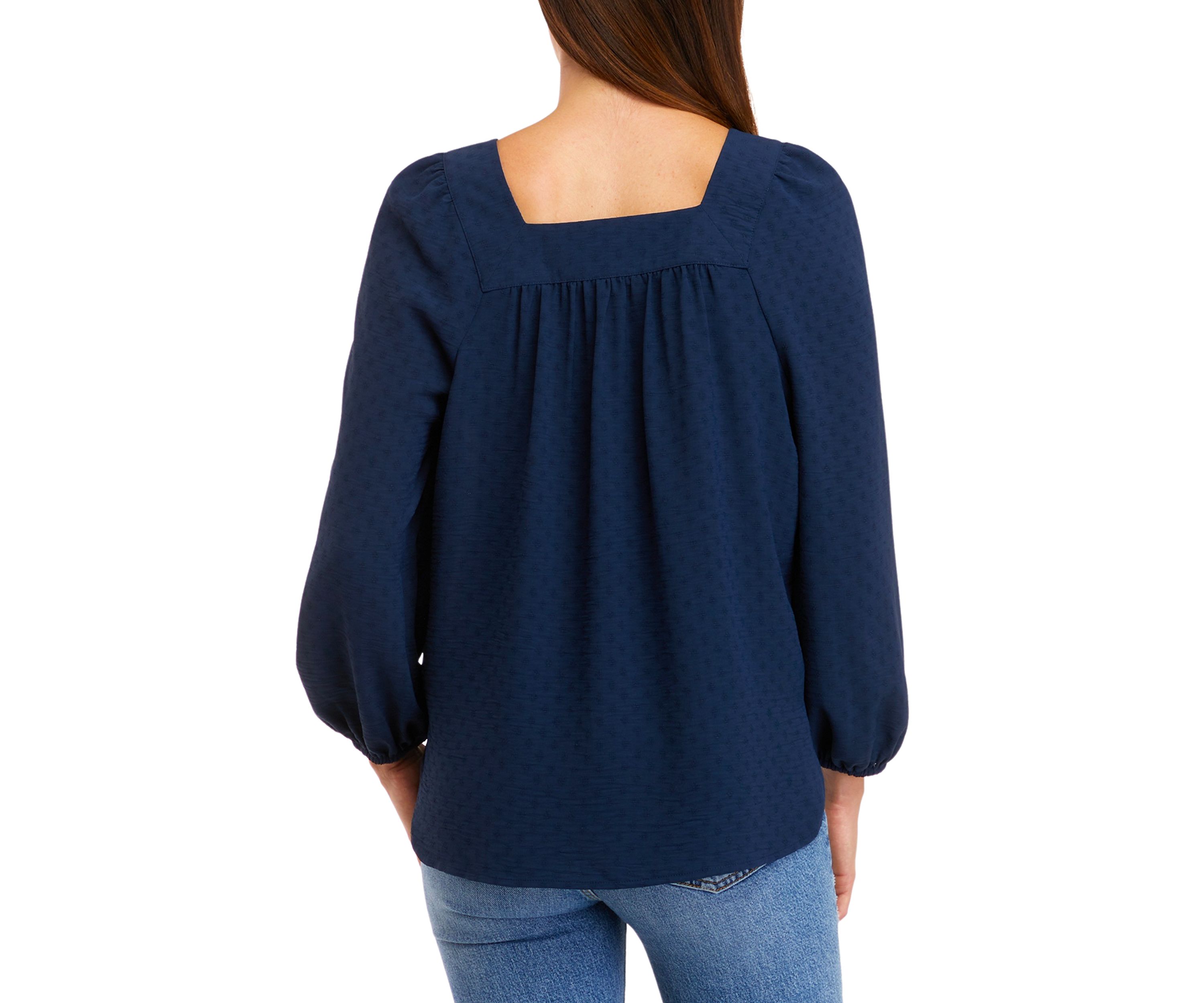 Petite Long Sleeve Square Neck Top