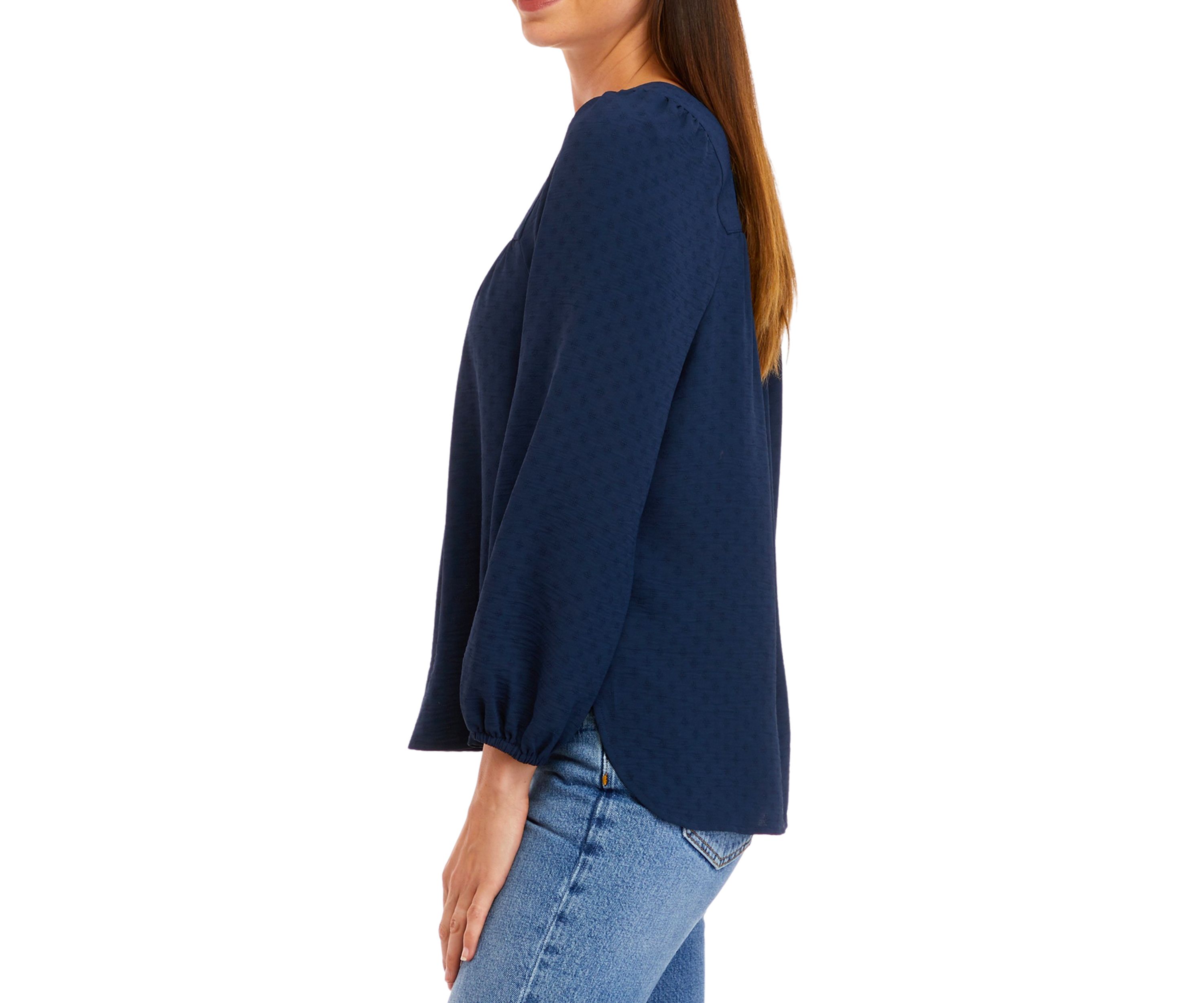 Petite Long Sleeve Square Neck Top