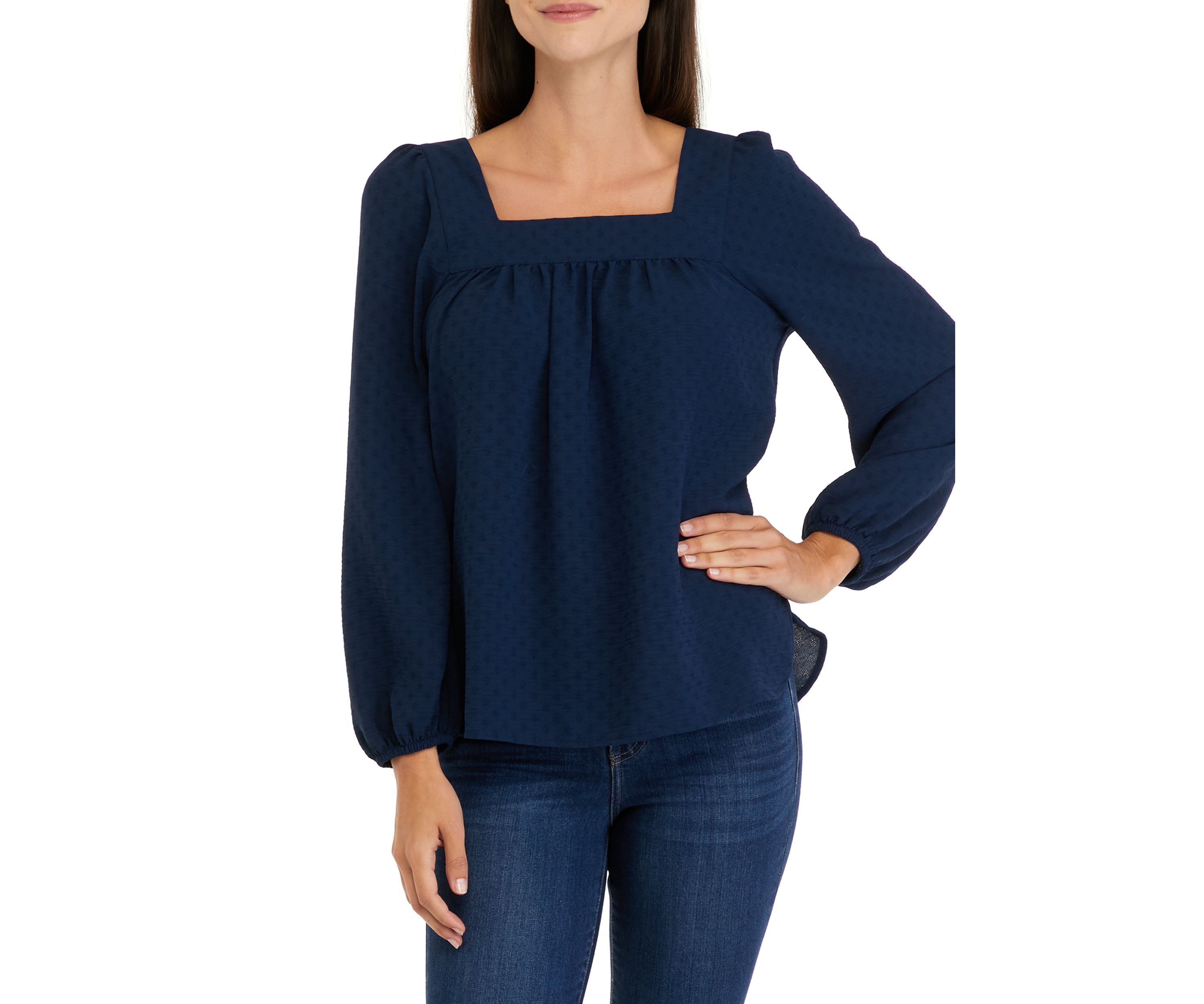 Womens Long Sleeve Square Neck Airflow Top