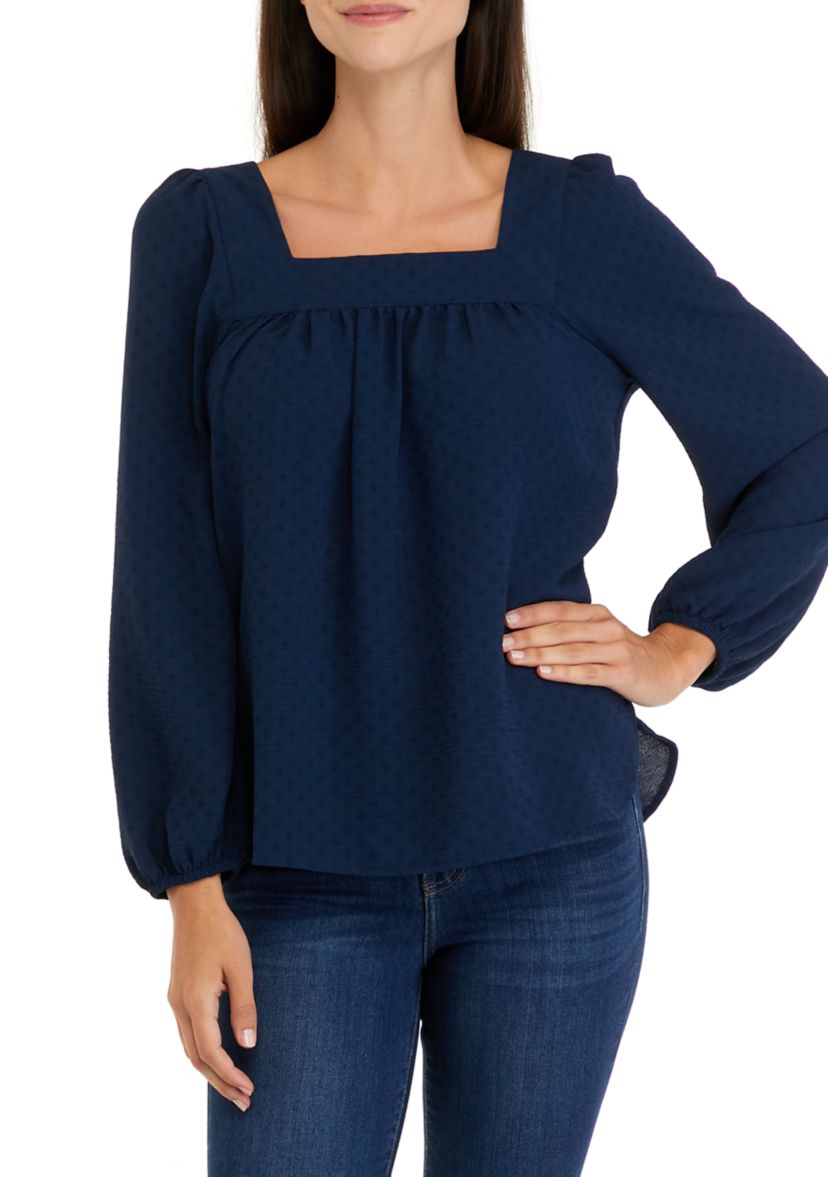 Womens Long Sleeve Square Neck Airflow Top