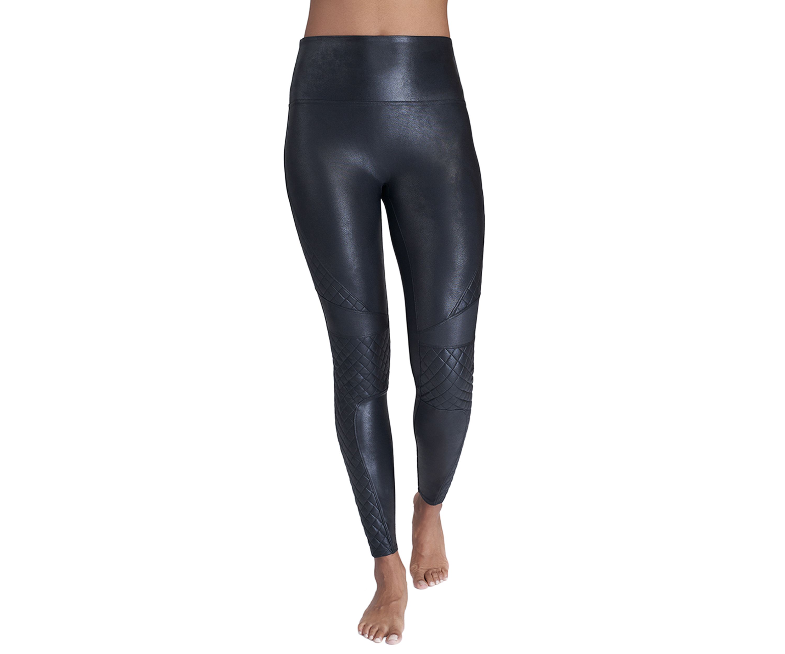 Womens Quilted Faux Leather Leggings