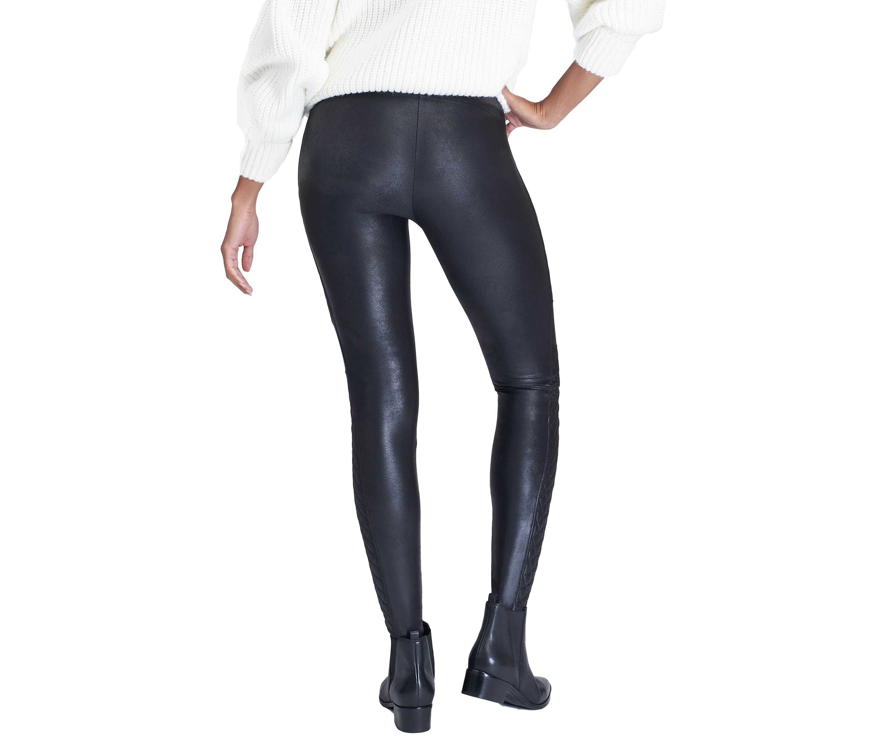 Womens Quilted Faux Leather Leggings