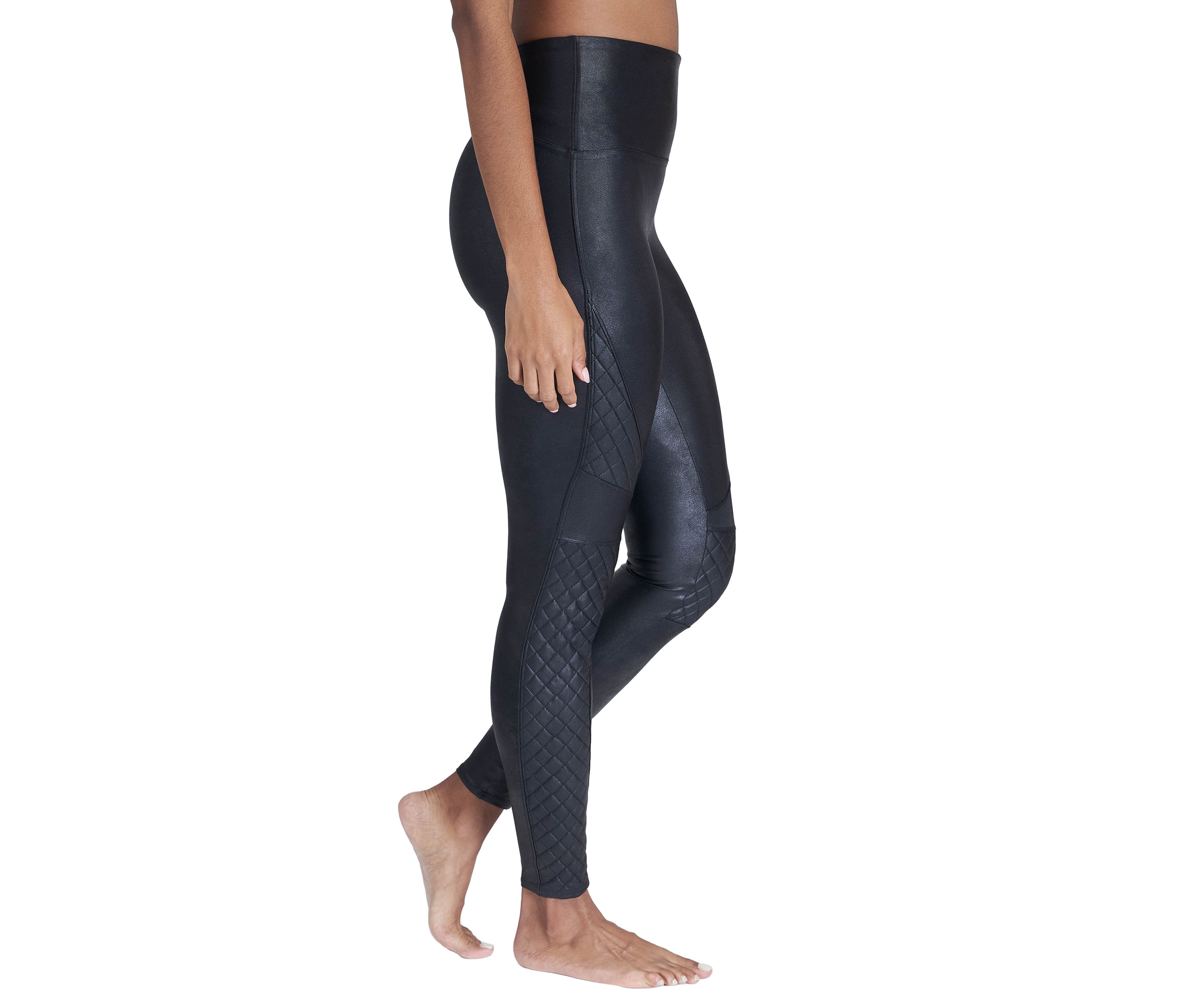 Womens Quilted Faux Leather Leggings
