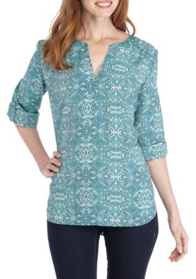 kim rogers 3 4 roll sleeve liano patchwork to