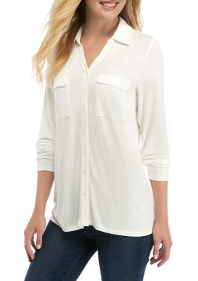 Kim Rogers® Women's Long Sleeve Button Up Top | belk