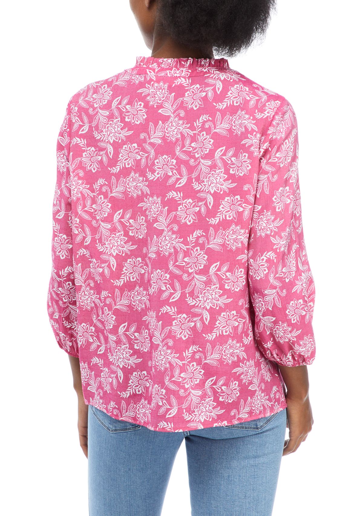 Womens Blouson Sleeve Animal Print Top