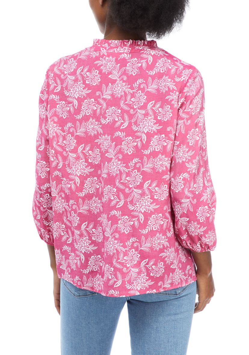 Womens Blouson Sleeve Animal Print Top