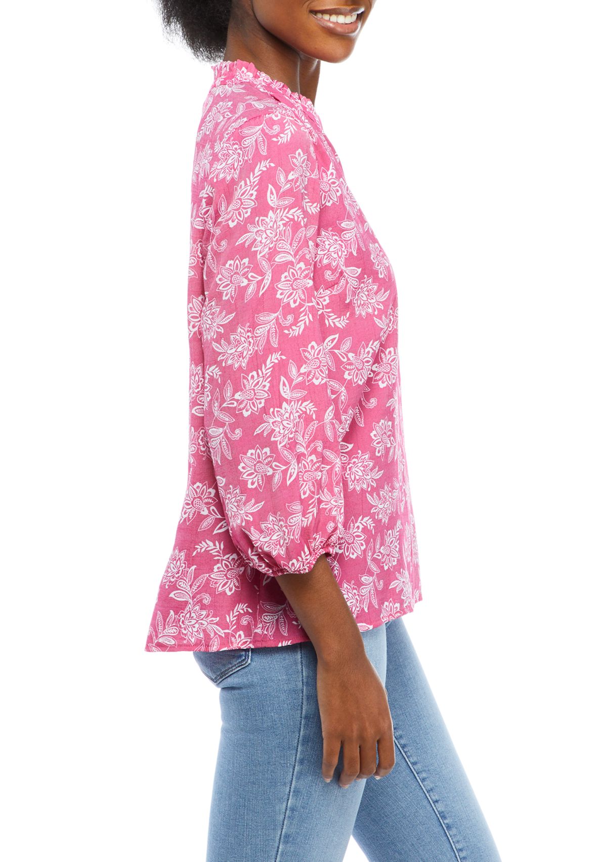 Womens Blouson Sleeve Animal Print Top
