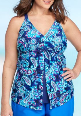 Beach Diva Plus Size Paisley Charm Flyaway Tankini | Belk