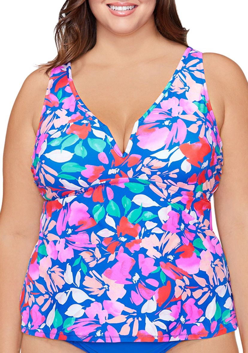 Plus Size Salt Soul Tanzania Tankini Swim Top