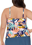 Plus Size Tropical Print Tankini Swim Top