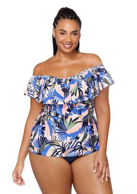 Plus Paradiso Palms Tortuga Tankini Swim Top