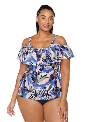 Plus Paradiso Palms Tortuga Tankini Swim Top