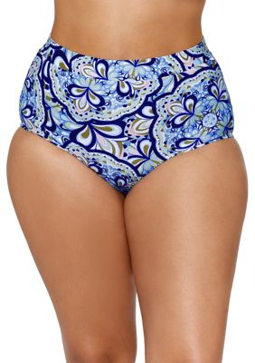 Plus Happy You're Here Island High Waisted Brief Swim Bottoms