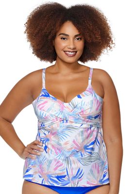 Plus Grace Bay Twist Front Aries Tankini Style Swim Top