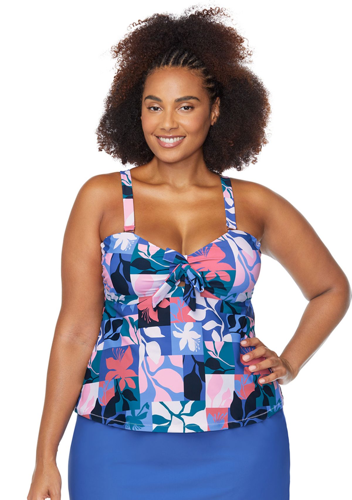 Plus Size Made You Look Zanzibar Swim Tankini Top